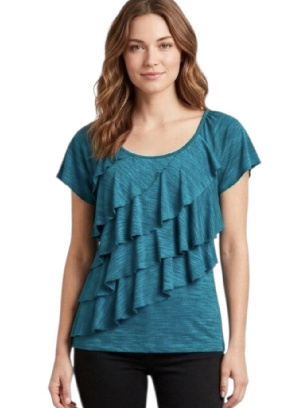 ELEMENTZ Ruffle Scoop Neck Top